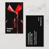 レザージャケットレッドビジネスカードブラックサイド文字 名刺 (正面/裏面)