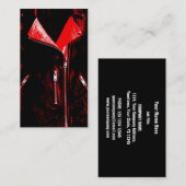 レザージャケットレッドビジネスカードブラック 名刺 (正面/裏面)