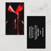 レザージャケットレッドビジネスカードブラック 名刺 (正面/裏面)