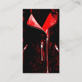 レザージャケットレッドビジネスカードブラック 名刺