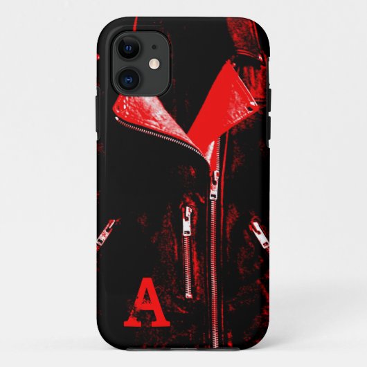 レザージャケットレッド"モノグラム" iPhone 5ケース Case-Mate iPhoneケース (裏面)