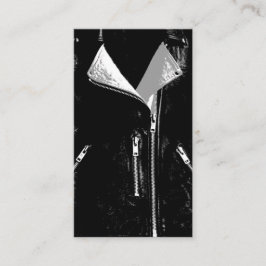 レザージャケット白名刺（黒） 名刺