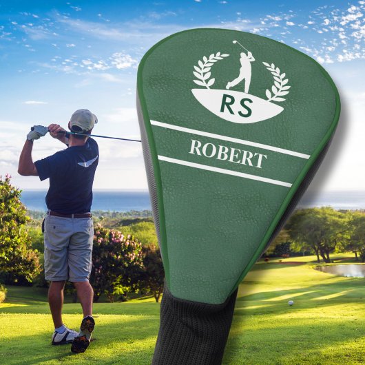 レザースタイリッシュテクスチャパーソナライズされたモノグラム名 ゴルフヘッドカバー