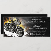 レザースタッズ付きバイクウェディング招待状 セーブザデート (正面/裏面)