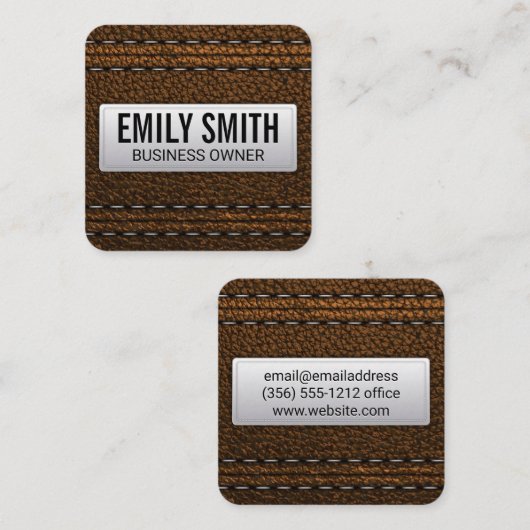 レザーステッチ スクエア名刺 (正面/裏面)