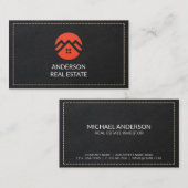 レザーステッチ |実在財産 名刺 (正面/裏面)