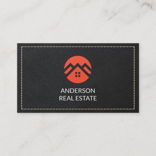 レザーステッチ |実在財産 名刺 (正面)