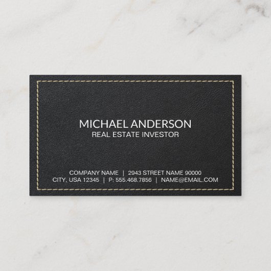 レザーステッチ |金ゴールド実在ロゴ 名刺 (裏面)