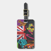 レザーストラップ付きコラージュ荷物タグ ラゲッジタグ (正面縦)