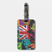 レザーストラップ付きコラージュ荷物タグ ラゲッジタグ (裏面縦)