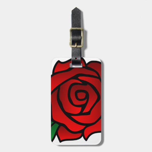 レザーストラップ付きレッドローズラゲッジタグ ラゲッジタグ (正面縦)