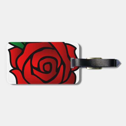 レザーストラップ付きレッドローズラゲッジタグ ラゲッジタグ (裏面横)