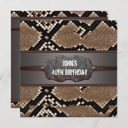 レザースネークスキン誕生日パーティー 招待状 (正面/裏面)