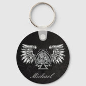 レザータトゥーアーバンウィングケルト結び目模様キーチェーン キーホルダー (正面)