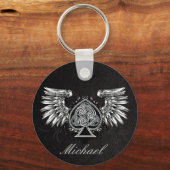 レザータトゥーアーバンウィングケルト結び目模様キーチェーン キーホルダー (正面)