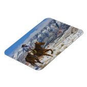 レザーチャップを着た馬のカウボーイ マグネット (左側)