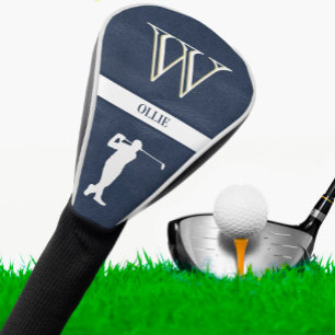 レザーテクスチャパーソナライズされたイニシャルゴルフスイング ゴルフヘッドカバー