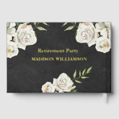 レザーテクスチャフローラリタイアメントパーティーゴールドフォイル ゲストブック (裏面)