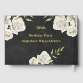 レザーテクスチャフローラ誕生日パーティーゴールドフォイル ゲストブック (裏面)