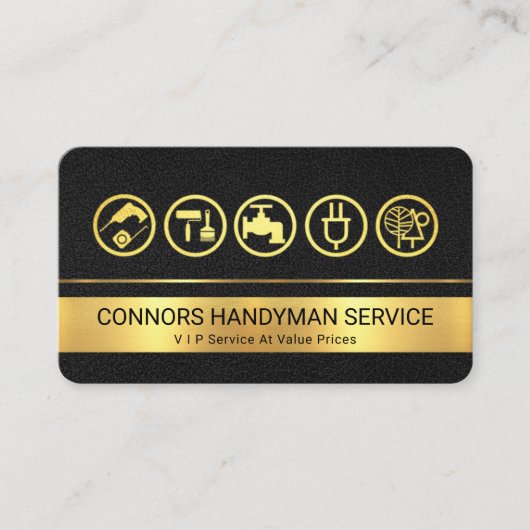 レザーテクスチャ金ゴールドストライプレイヤ 名刺 (正面)