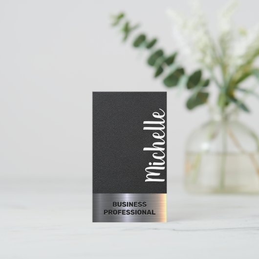 レザーテクスチャ |メタルシャイン 名刺 (スタンド正面)