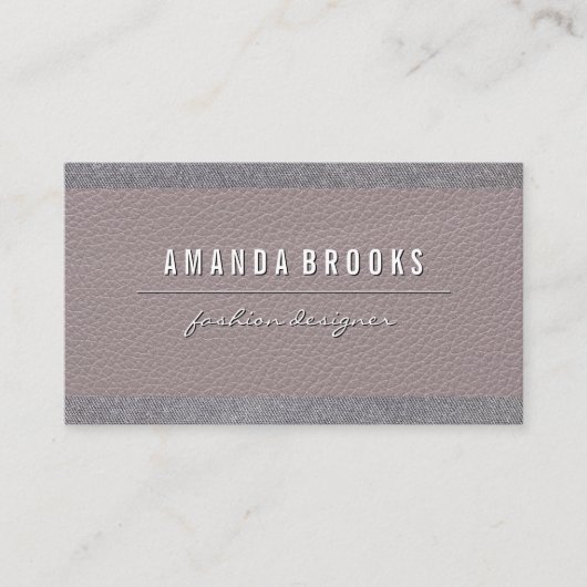 レザーテクスチャ |リネントリムの背景 名刺 (正面)