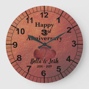 レザーテーマ 3 周年記念結婚記念日 時計