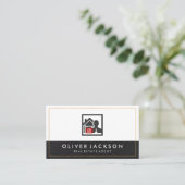 レザートリムラックス金ゴールド縁ど不動産仲介業者 名刺 (スタンド正面)