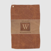 レザートーンストライプトネストブラウン ゴルフタオル (正面)