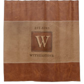 レザートーンストライプトネストブラウン シャワーカーテン (正面)