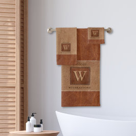 レザートーンストライプトネストブラウン バスタオルセット