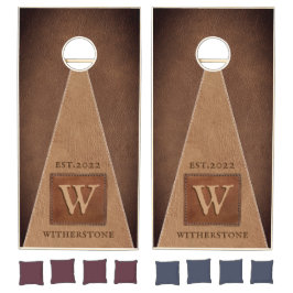 レザートーントライアングルタンとダークブラウン