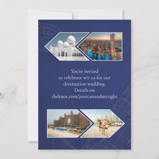 レザードバイパスポート結婚式の日付を保存 招待状 (裏面)