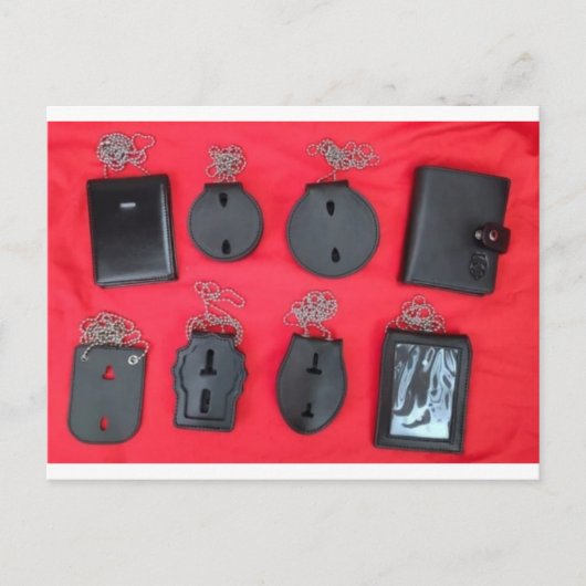 レザーネックチェーンバッジホルダー、ネック財布 ポストカード (正面)