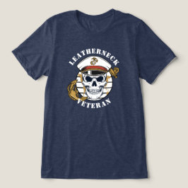 レザーネック退役軍人戦術ドクロエンブレム トライブレンドTシャツ