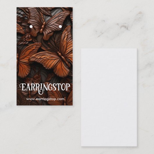 レザーバタフライデザイン模様イヤリングカード 名刺 (正面/裏面)