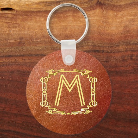 レザーパーソナライズされたフェイクキーリング キーホルダー (正面)