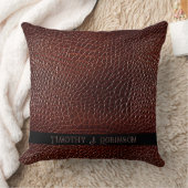 レザーパーソナライズされたフェイクブラウンエンボス クッション (ブランケット)