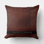 レザーパーソナライズされたフェイクブラウンエンボス クッション (正面)
