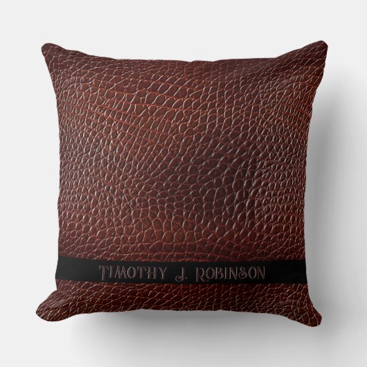 レザーパーソナライズされたフェイクブラウンエンボス クッション (正面)