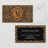 レザーヒョウヴィンテージモダンボホシックモノグラム 名刺 (正面/裏面)