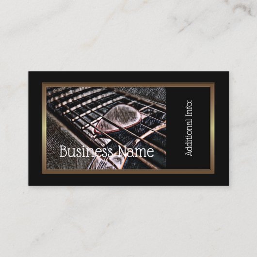 レザービジネスカード4のギター弦 名刺 (正面)