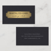 レザーフェイクの背景を持つ金ゴールドフレーム 名刺 (正面/裏面)