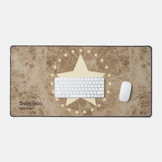 レザーフェイクウエスタンルック名&タイトル デスクマット (キーボード&マウス)