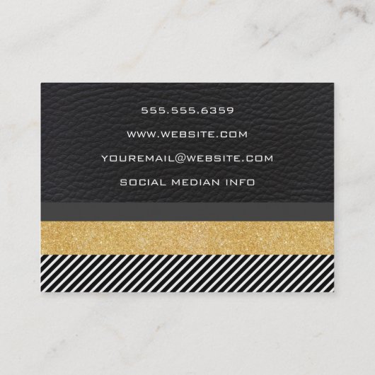 レザーフェイクグリッターとストライプ 名刺 (裏面)