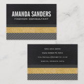 レザーフェイクグリッターとストライプ 名刺 (正面/裏面)