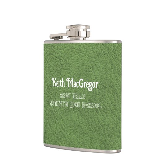 レザーフェイクグリーン卒業ギフト フラスク (左)