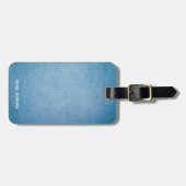 レザーフェイクテクスチャーパーソナライズされたブルーデザイン ラゲッジタグ (正面横)