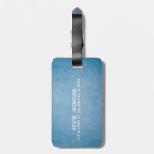 レザーフェイクテクスチャーパーソナライズされたブルーデザイン ラゲッジタグ (裏面縦)
