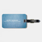 レザーフェイクテクスチャーパーソナライズされたブルーデザイン ラゲッジタグ (裏面横)